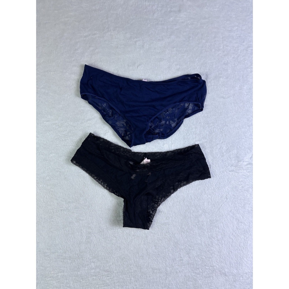 Victoria's Secret Cheekster Panties Size Large Black & Blue Lot Of 2 NWT